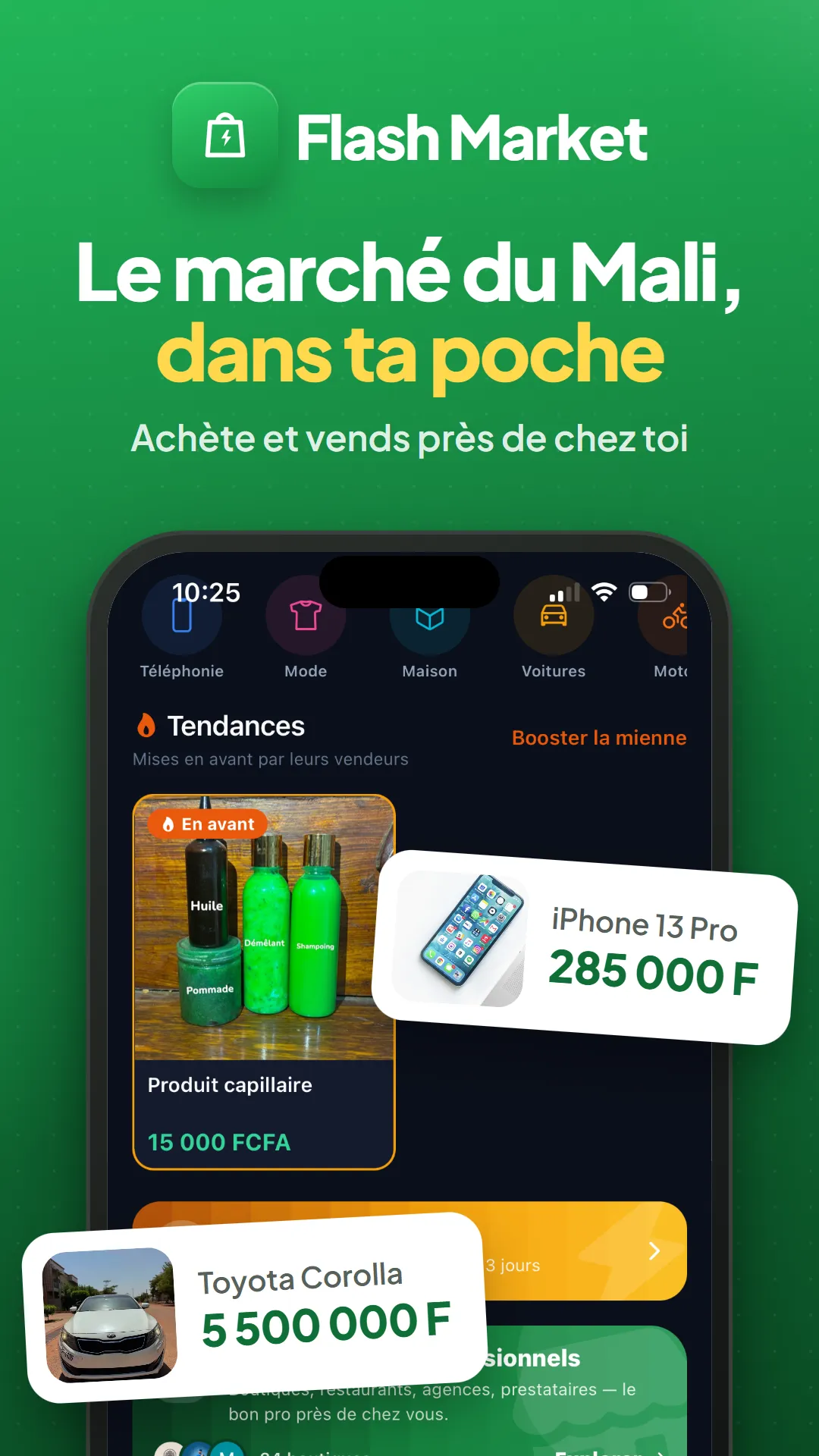 Écran d'accueil et annonces mises en avant