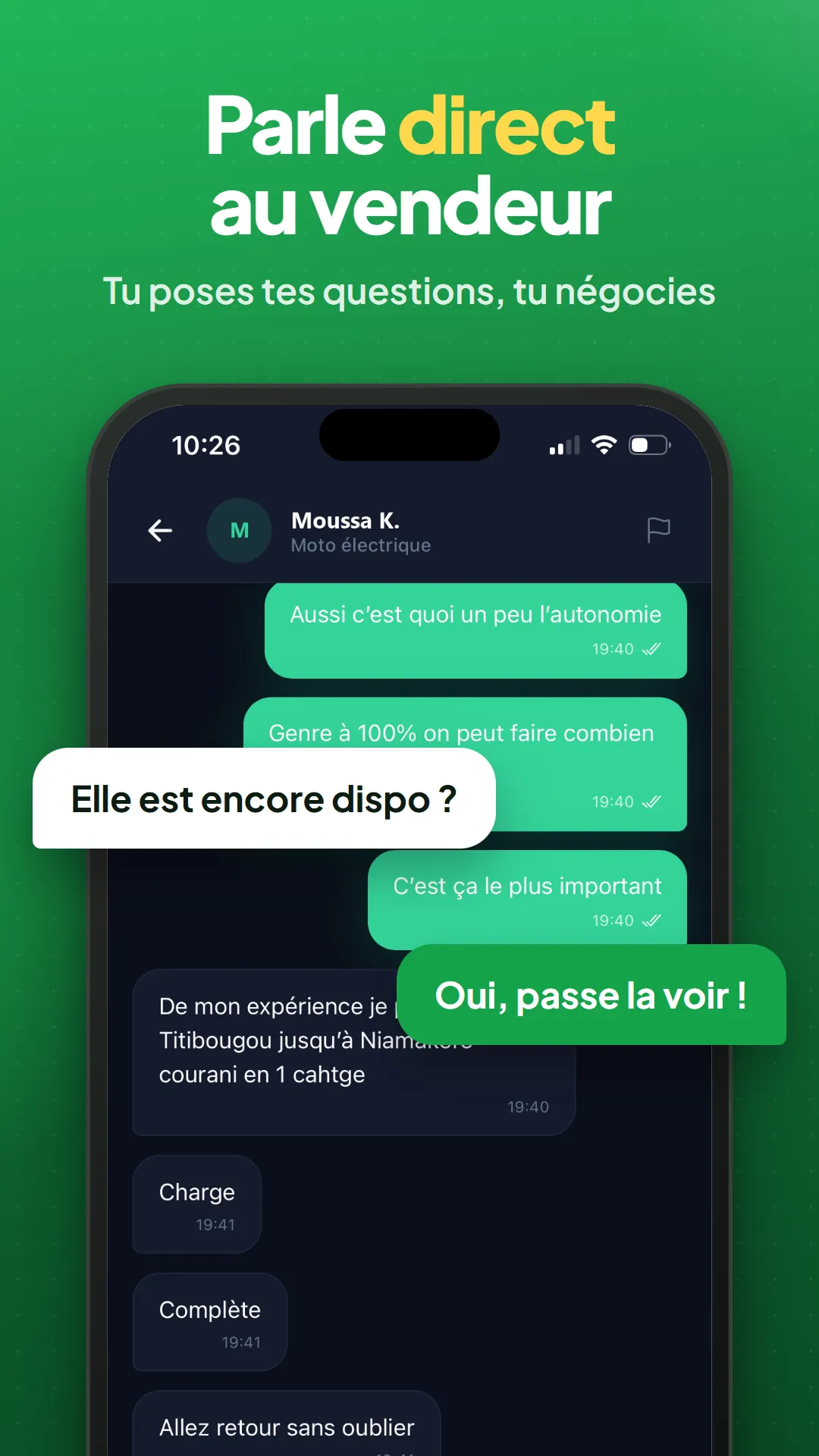 Messagerie en temps réel entre acheteur et vendeur